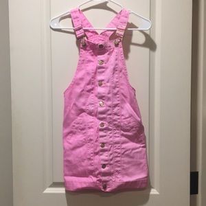 Girls overalls denim dress button down adjustable straps size 12 pink